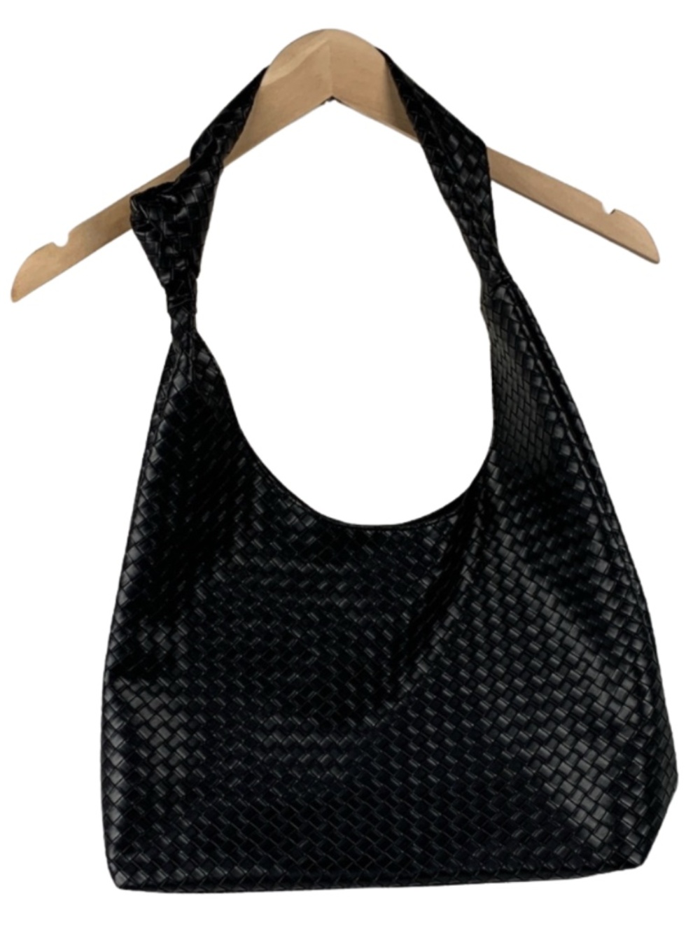 Ulta Midnight Woven Faux Leather Hobo Shoulder Bag Bohemian Minimalist